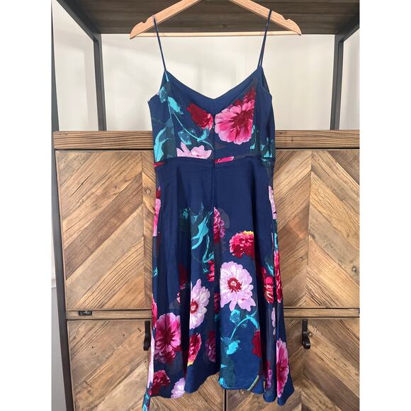 Banana Republic Linen Blend Dress Blue with Tropical Floral Print Size 0 - Picture 4 of 8